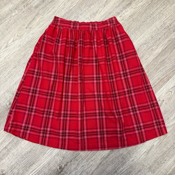 St. John's Bay Dresses & Skirts - Vintage St Johns Bay Cottagecore Red Plaid Midi Cotton Skirt Corduroy Prairie M‎